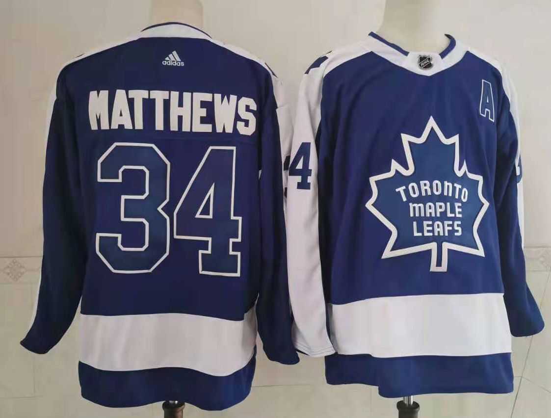 Men Toronto Maple Leafs 34 Matthews Throwback Authentic Stitched 2020 Adidias NHL Jersey